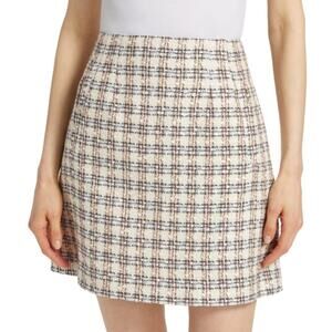 $378 Veronica Beard Roman Skirt Tweed Size 4 NEW Ivory Camel Womens Miniskirt